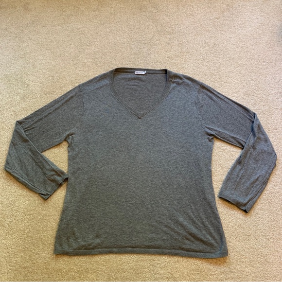 Lark & Wolff Grey Cotton Pull Over Sweater Long Sleeve V Neck Mens Size S - Picture 1 of 12